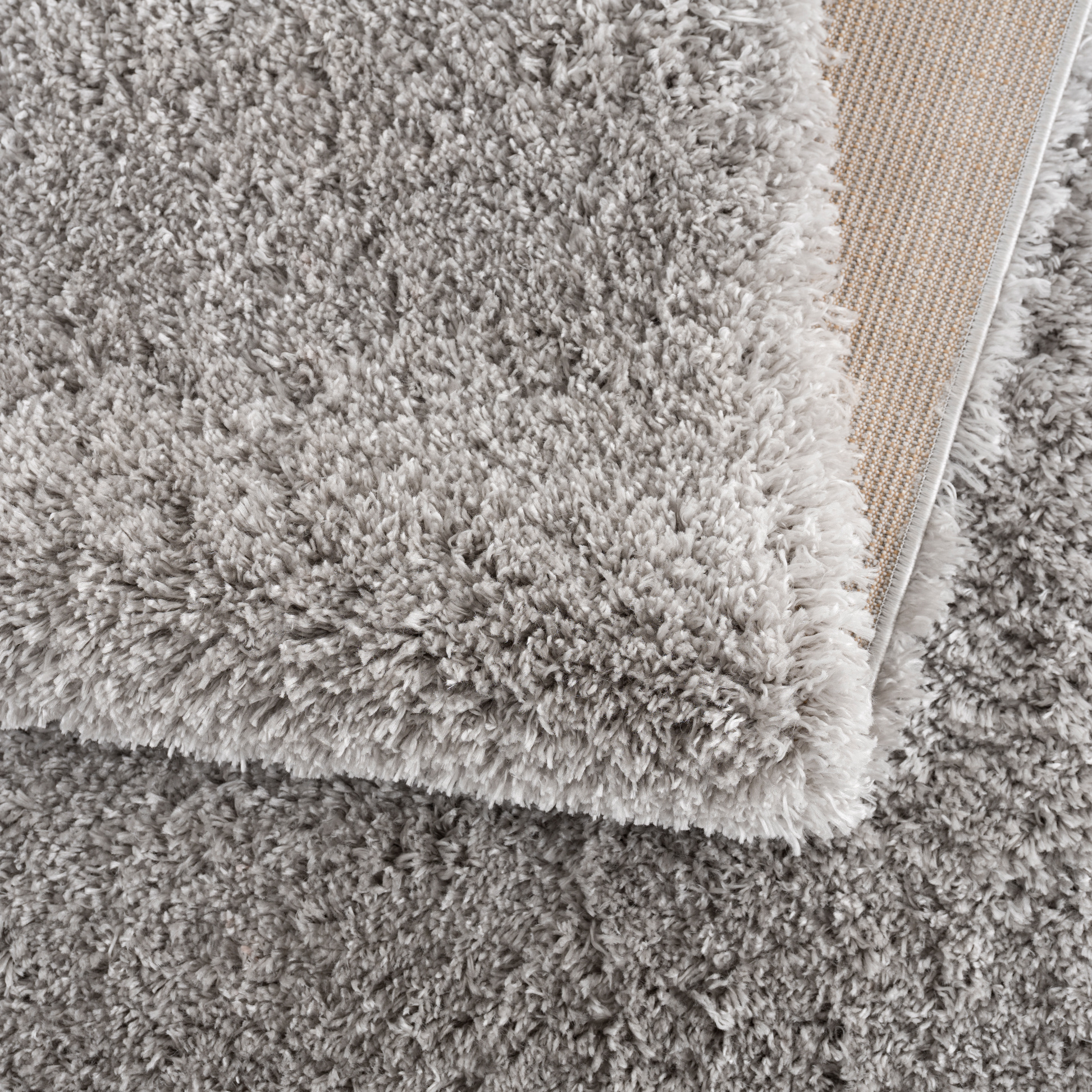 Porto Soft Fluffy Vloerkleed Hoogpolig Effen Grijs