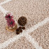 Tapijtenloods Madrid Shaggy Rond Geruit Vloerkleed Beige Creme Hoogpolig