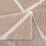 Tapijtenloods Madrid Shaggy Geruit Vloerkleed Beige Creme Hoogpolig