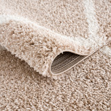 Tapijtenloods Madrid Shaggy Geruit Vloerkleed Beige Creme Hoogpolig