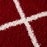 Tapijtenloods Madrid Shaggy Rond Geruit Vloerkleed Rood Creme Hoogpolig