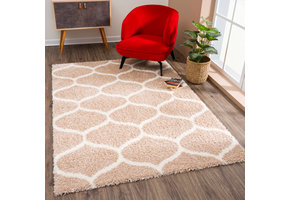 Tapijtenloods Madrid Shaggy Design Vloerkleed Beige Creme Hoogpolig