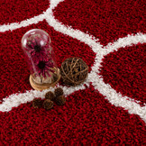 Hoogpolig Rood Rond Vloerkleed – Scandinavisch Shaggy Tapijt – Fluffy & Luxe