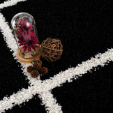 Tapijtenloods Madrid Shaggy Geruit Vloerkleed Zwart Creme Hoogpolig