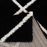 Tapijtenloods Madrid Shaggy Geruit Vloerkleed Zwart Creme Hoogpolig