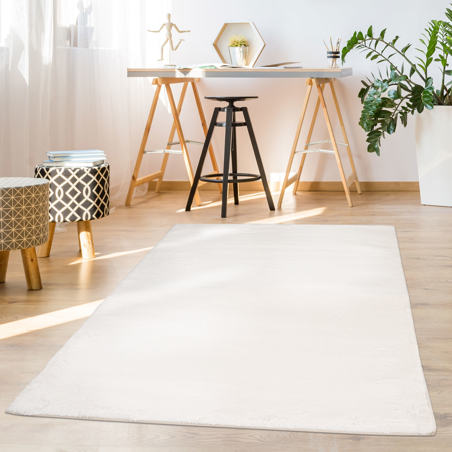 Tapijtenloods Paradise Fluffy Vacht Vloerkleed Hoogpolig Wit Effen Tapijt