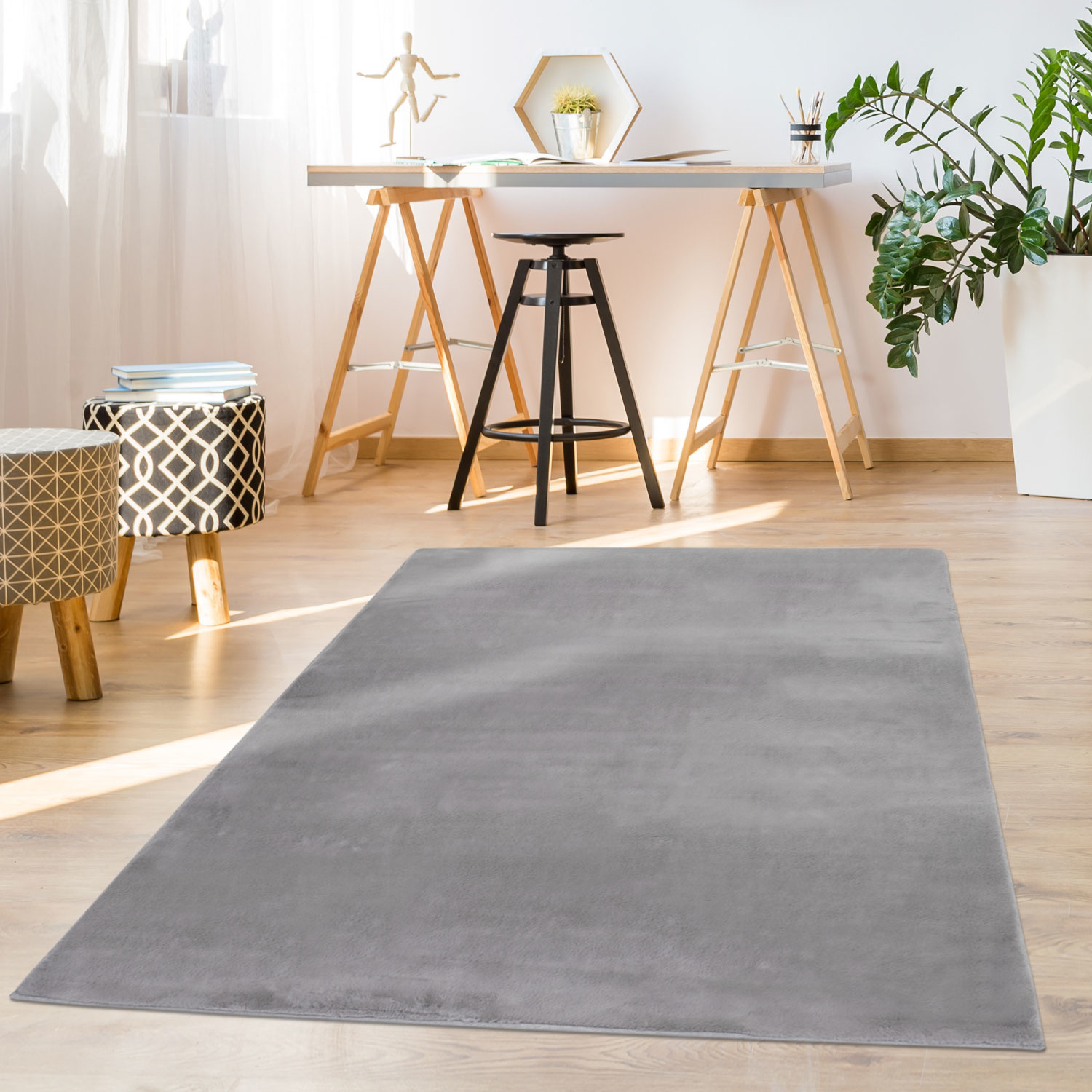 Tapijtenloods Paradise Fluffy Vacht Vloerkleed Hoogpolig Zilver Grijs Effen Tapijt