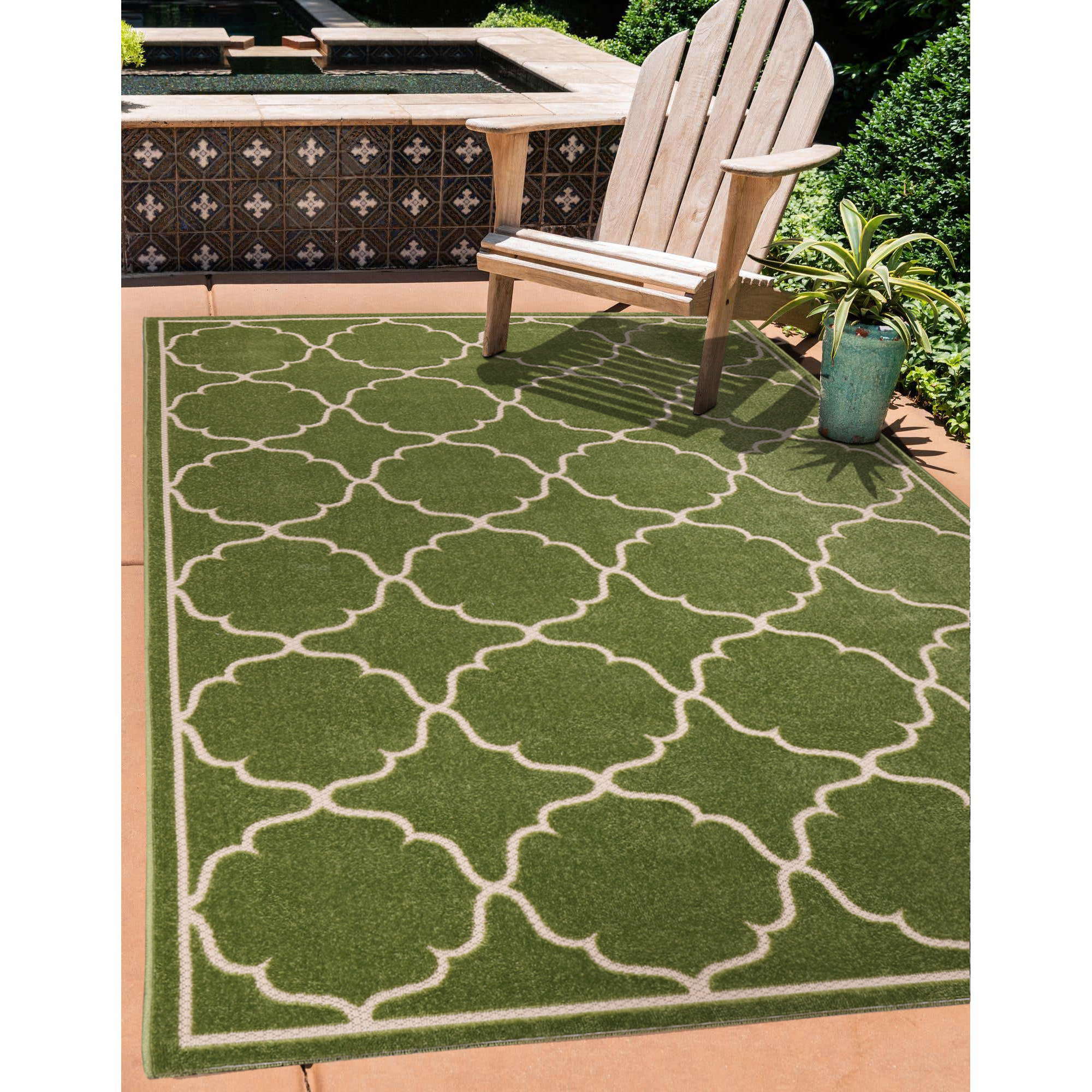 Buitenkleed Berlin Laagpolig Vloerkleed Groen