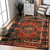 Tapijtenloods Vintage Marrakech Vloerkleed Zwart / Multi Laagpolig