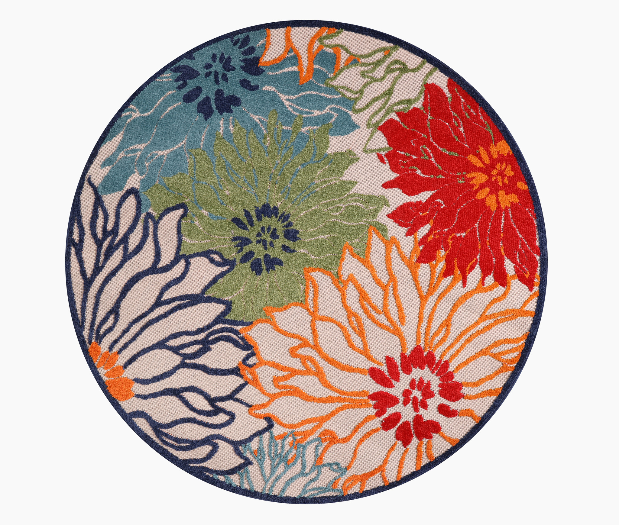 Floral Outdoor - Buitenkleed Tuin - Rond - Weerbestendig Vloerkleed - Multi