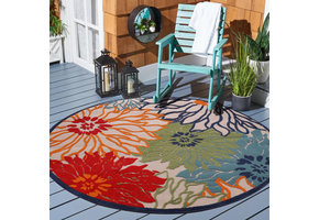 Floral Outdoor - Buitenkleed Tuin - Rond - Weerbestendig Vloerkleed - Multi