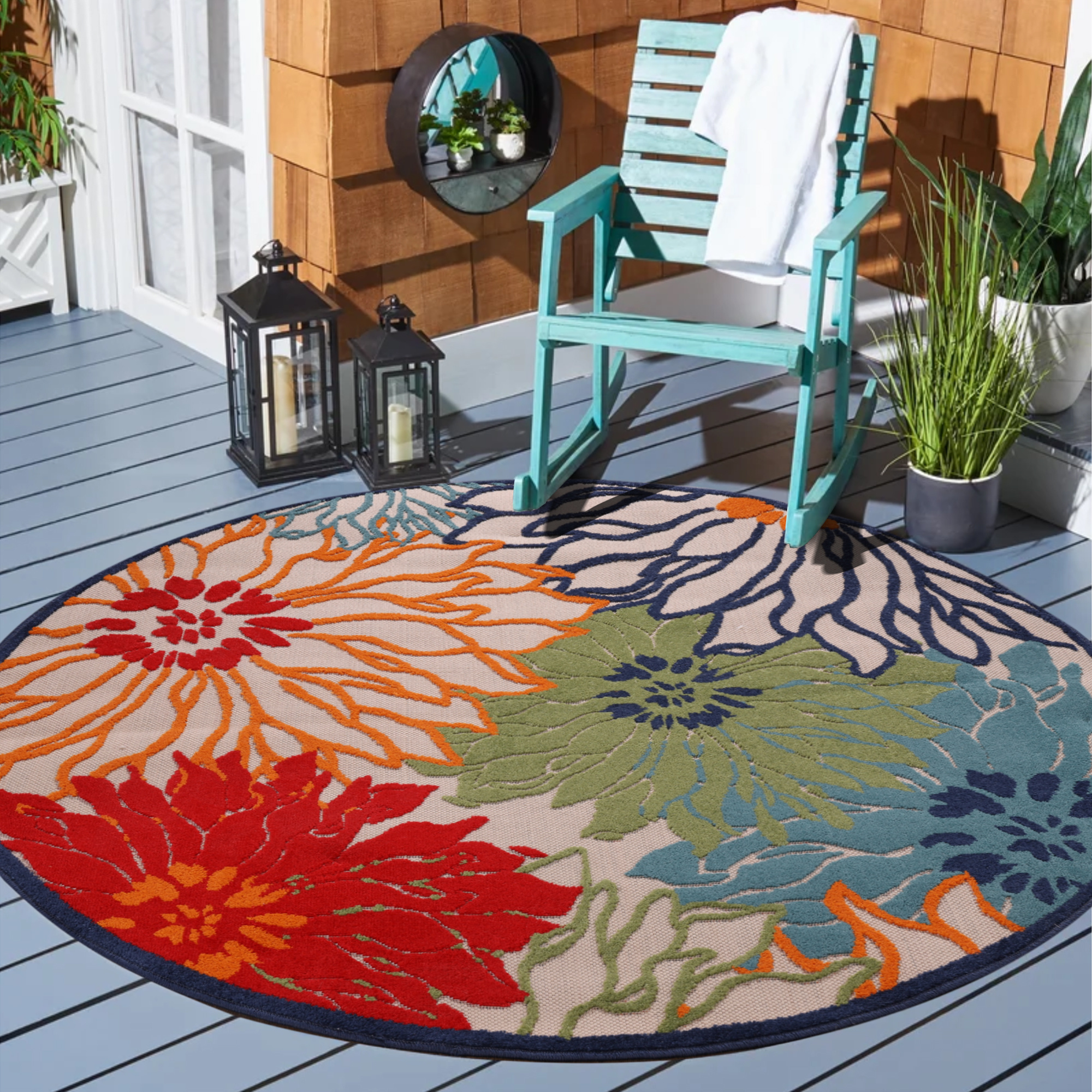 Floral Rond Buitenkleed Multi