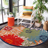 Floral Outdoor - Buitenkleed Tuin - Rond - Weerbestendig Vloerkleed - Multi