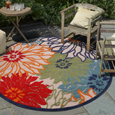 Floral Outdoor - Buitenkleed Tuin - Rond - Weerbestendig Vloerkleed - Multi