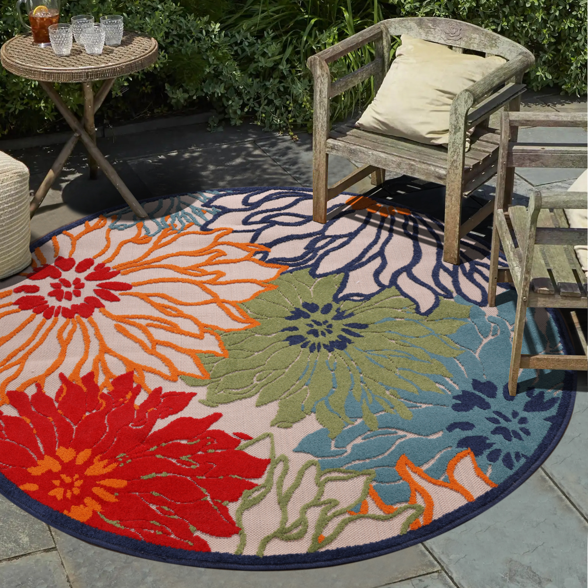 Floral Rond Buitenkleed Multi