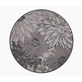 Floral Outdoor - Buitenkleed Tuin - Rond - Weerbestendig Vloerkleed - Grijs