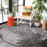 Floral Rond Buitenkleed Grijs