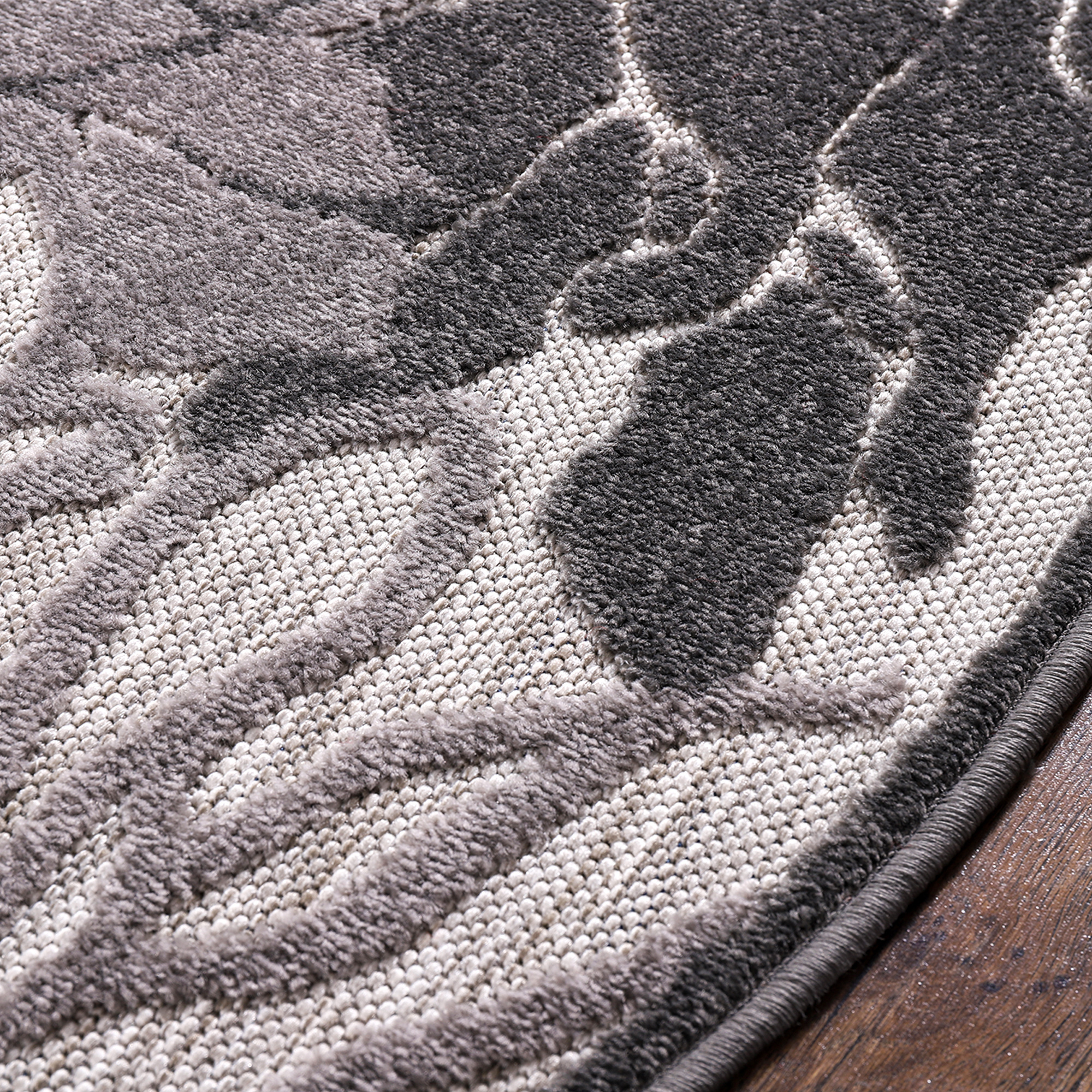 Floral Rond Buitenkleed Grijs