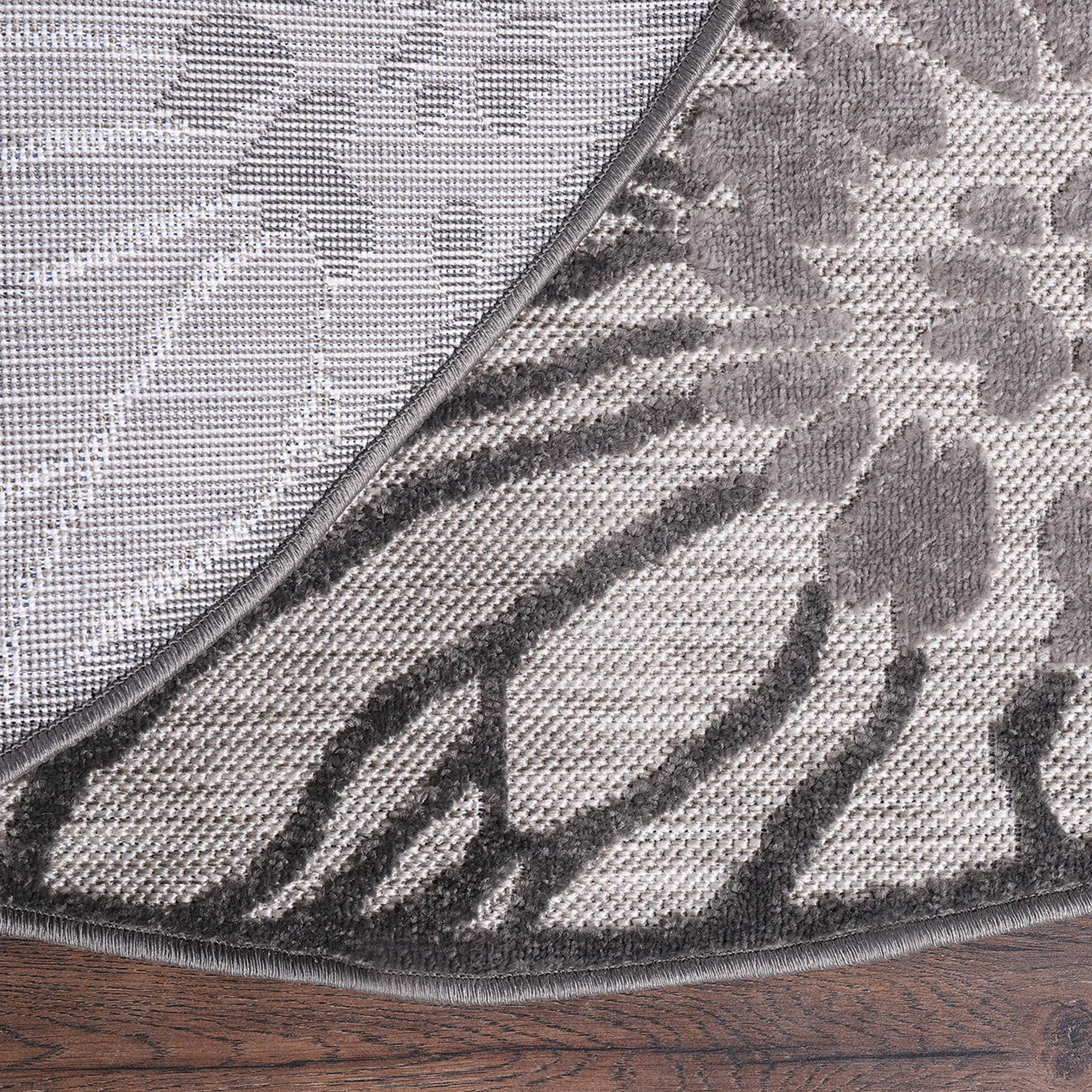 Floral Rond Buitenkleed Grijs