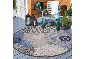 Floral Outdoor - Buitenkleed Tuin - Weerbestendig Vloerkleed - Grijs