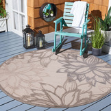 Floral Outdoor - Buitenkleed Tuin - Rond - Weerbestendig Vloerkleed - Creme