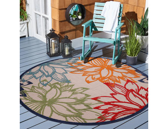 Floral Outdoor - Buitenkleed Tuin - Rond - Weerbestendig Vloerkleed - Multi