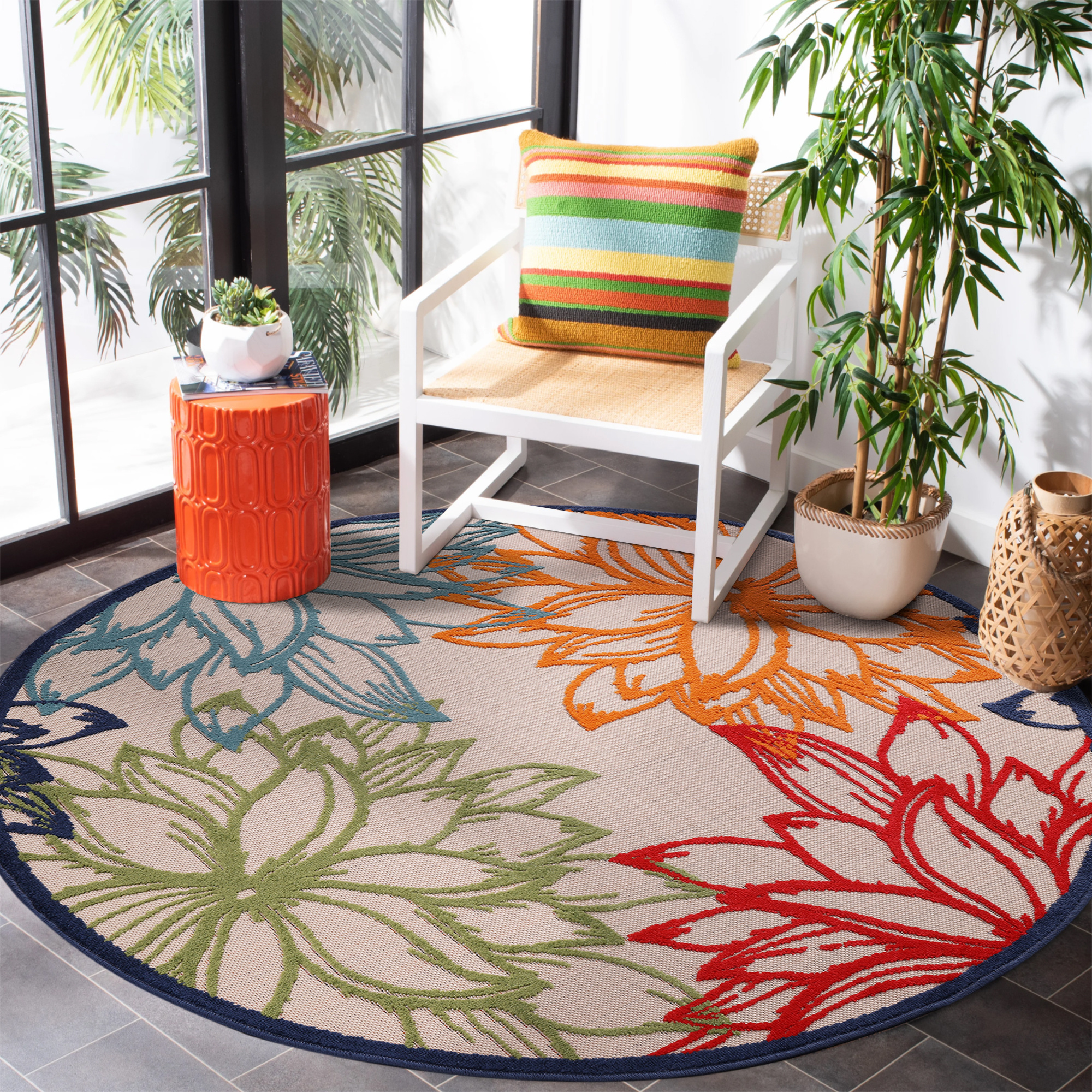 Floral Rond Buitenkleed Multi