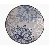 Floral Outdoor - Buitenkleed Tuin - Rond - Weerbestendig Vloerkleed - Grijs