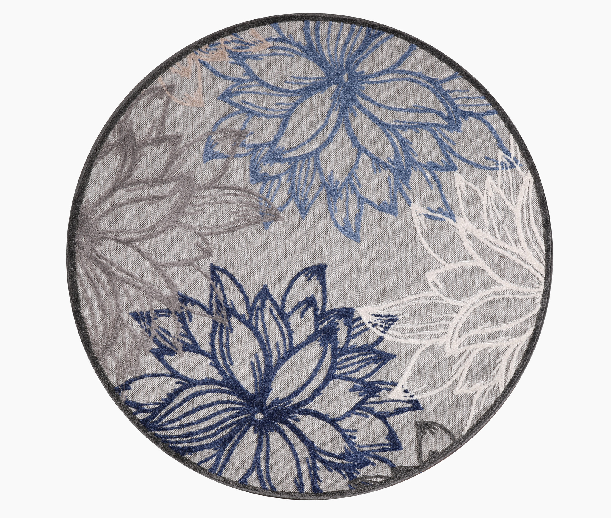 Floral Rond Buitenkleed Grijs