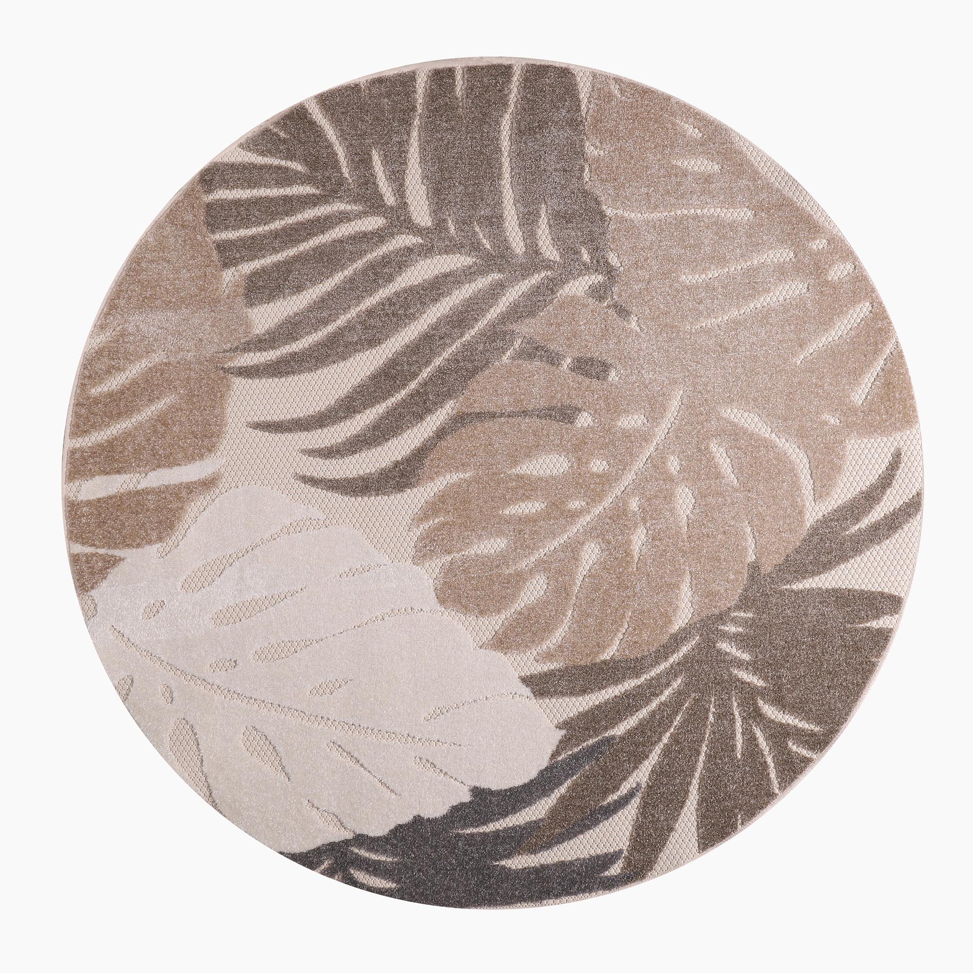 Floral Rond Buitenkleed Beige