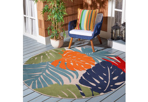Floral Outdoor - Buitenkleed Tuin - Rond - Weerbestendig Vloerkleed - Multi