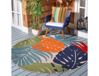 Floral Outdoor - Buitenkleed Tuin - Rond - Weerbestendig Vloerkleed - Multi