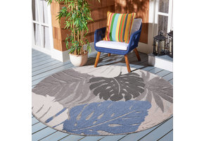Floral Outdoor - Buitenkleed Tuin - Rond - Weerbestendig Vloerkleed - Beige