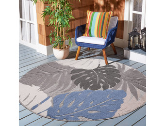 Floral Outdoor - Buitenkleed Tuin - Rond - Weerbestendig Vloerkleed - Beige