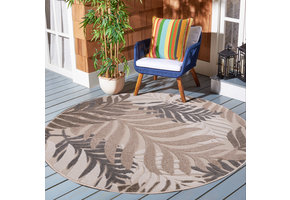 Floral Outdoor - Buitenkleed Tuin - Rond - Weerbestendig Vloerkleed - Creme