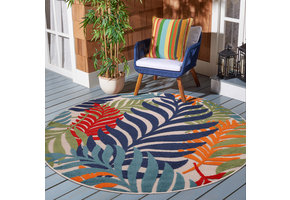 Floral Outdoor - Buitenkleed Tuin - Rond - Weerbestendig Vloerkleed - Multi