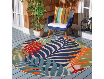 Floral Outdoor - Buitenkleed Tuin - Rond - Weerbestendig Vloerkleed - Multi