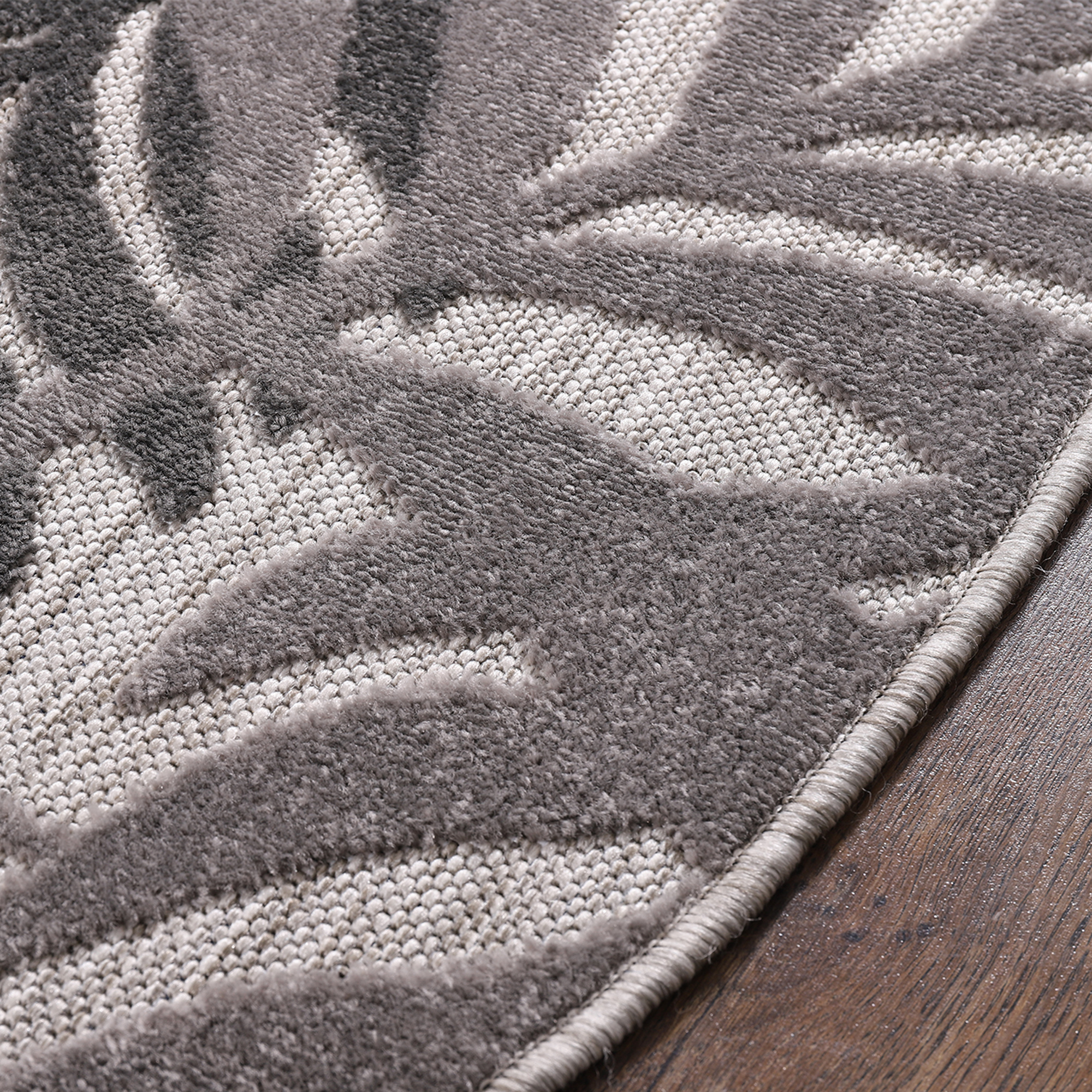 Floral Rond Buitenkleed Grijs