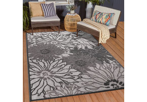 Floral Outdoor - Buitenkleed Tuin - Weerbestendig Vloerkleed - Grijs