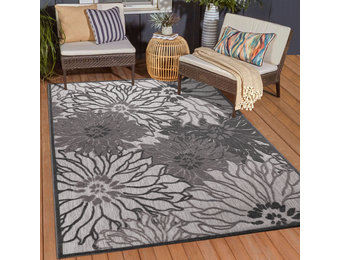 Floral Outdoor - Buitenkleed Tuin - Weerbestendig Vloerkleed - Grijs