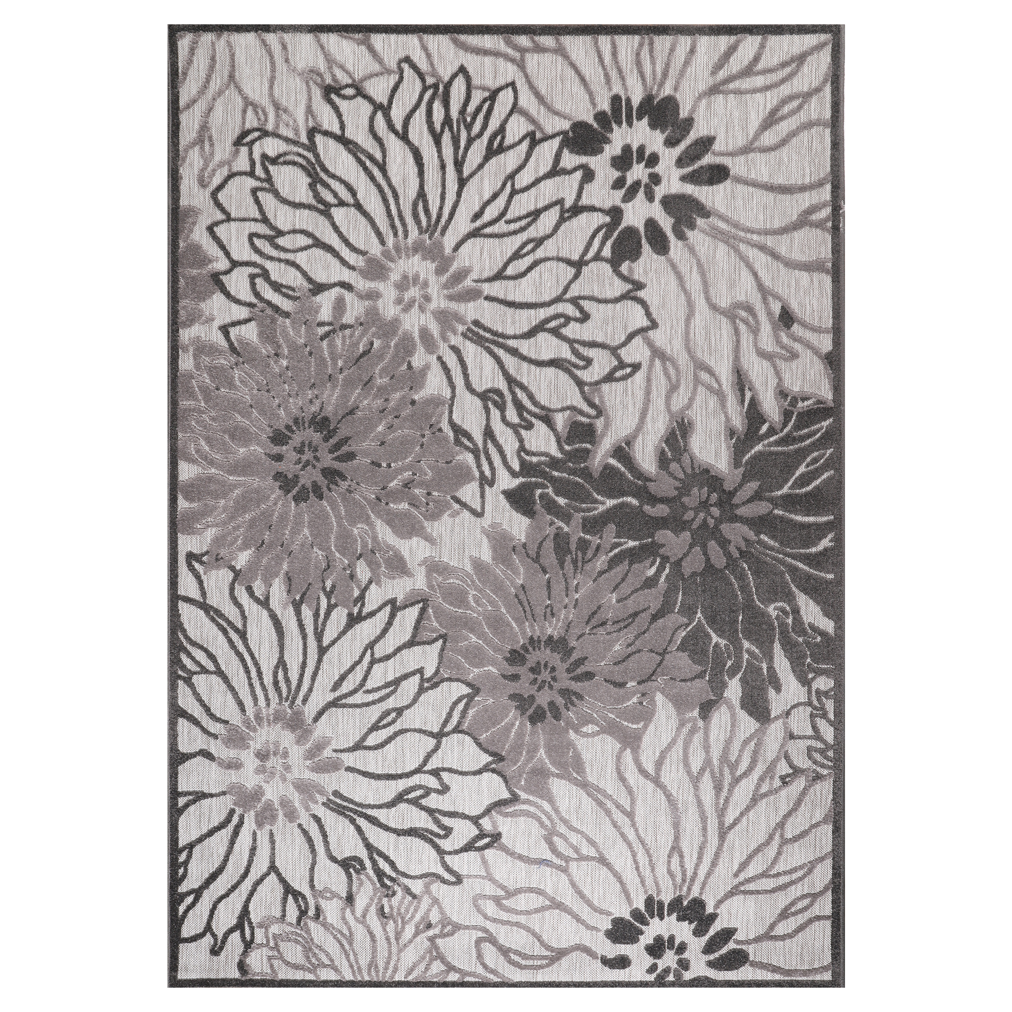 Floral Buitenkleed Grijs