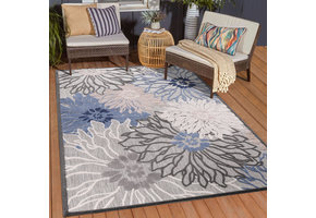Floral Outdoor - Buitenkleed Tuin - Weerbestendig Vloerkleed - Grijs