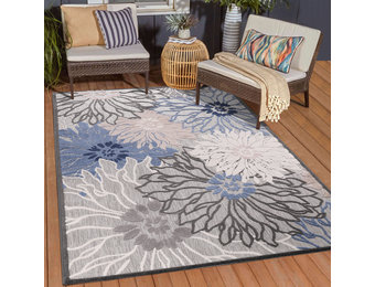 Floral Outdoor - Buitenkleed Tuin - Weerbestendig Vloerkleed - Grijs