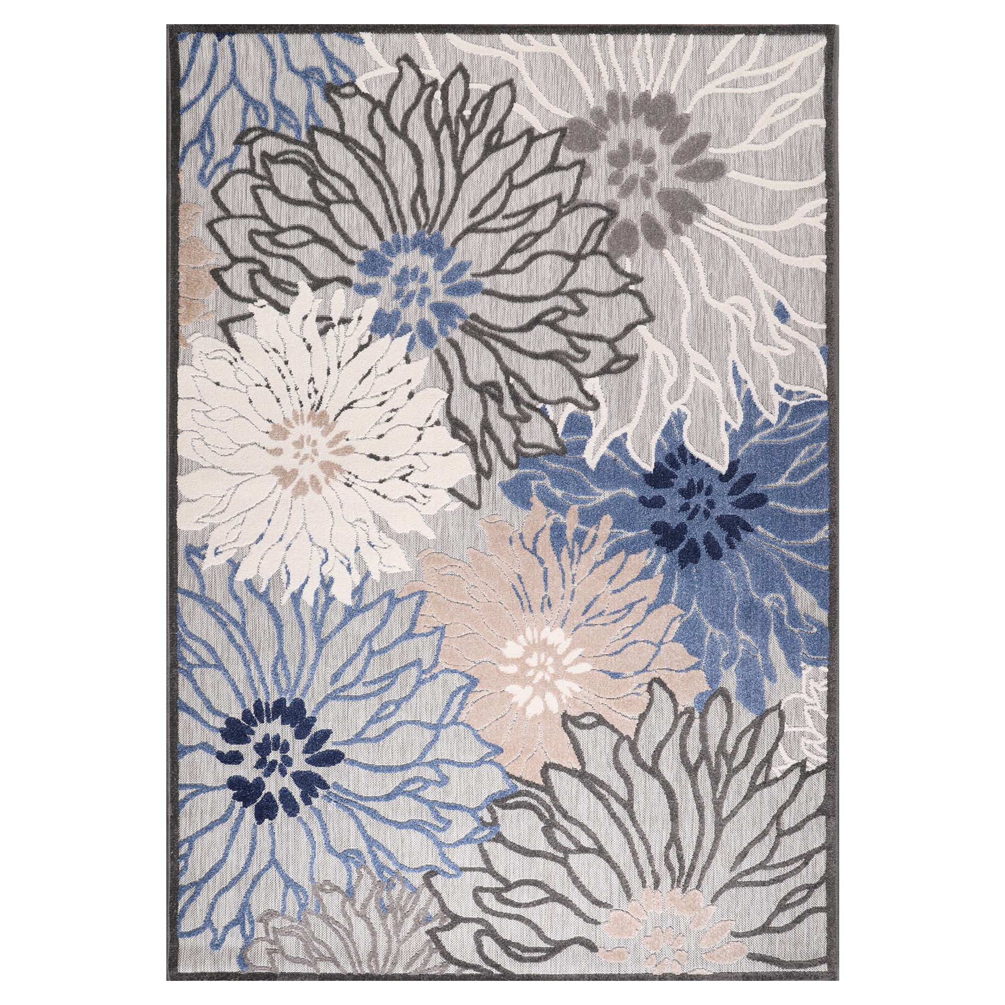 Floral Buitenkleed Grijs