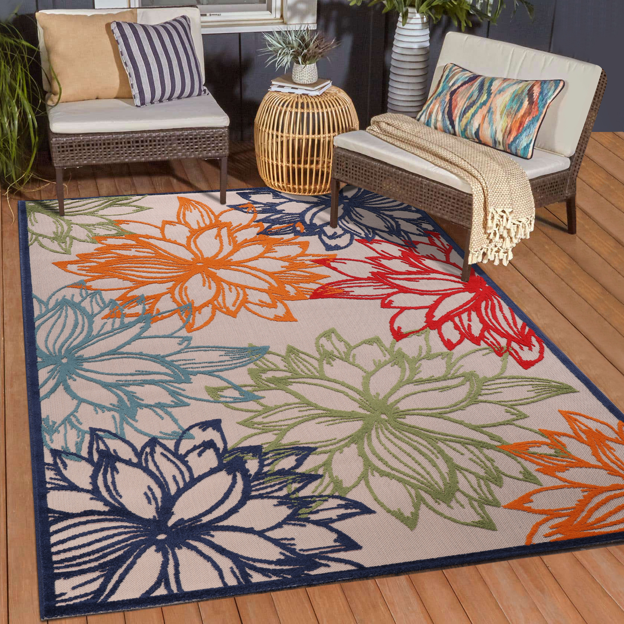 Floral Outdoor - Buitenkleed Tuin - Weerbestendig Vloerkleed - Multi