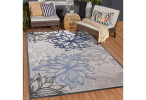 Floral Outdoor - Buitenkleed Tuin - Weerbestendig Vloerkleed - Grijs
