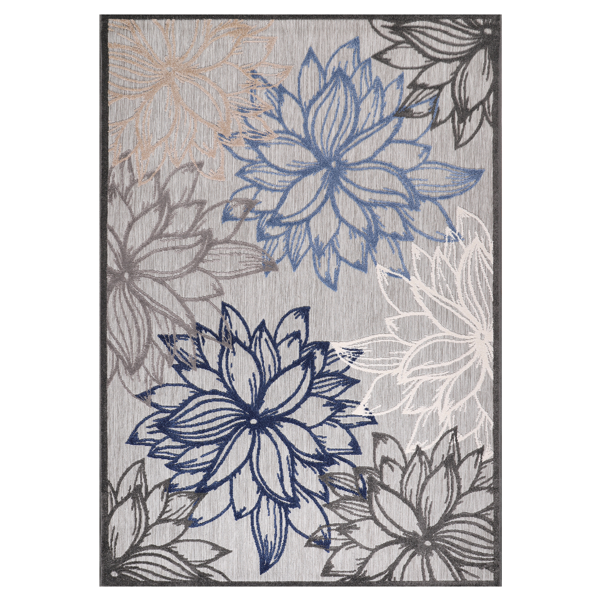 Floral Outdoor - Buitenkleed Tuin - Weerbestendig Vloerkleed - Grijs