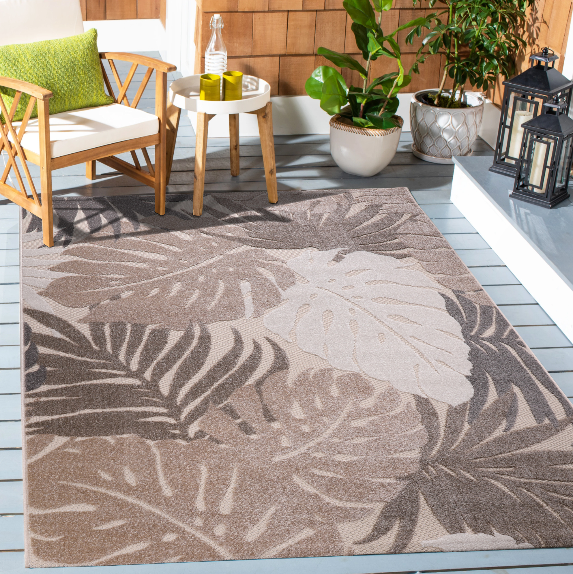 Floral Buitenkleed Beige