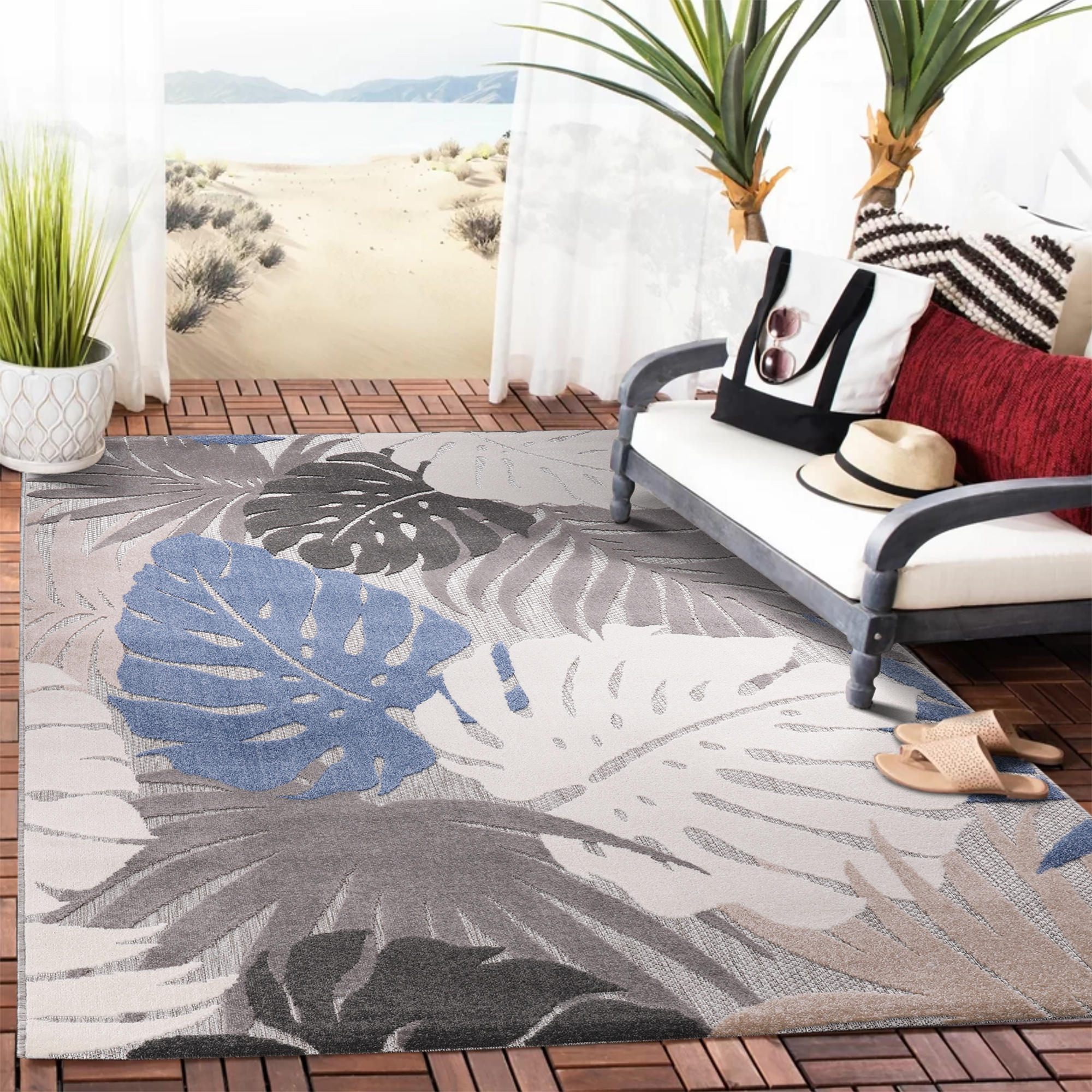 Floral Outdoor - Buitenkleed Tuin - Weerbestendig Vloerkleed - Beige