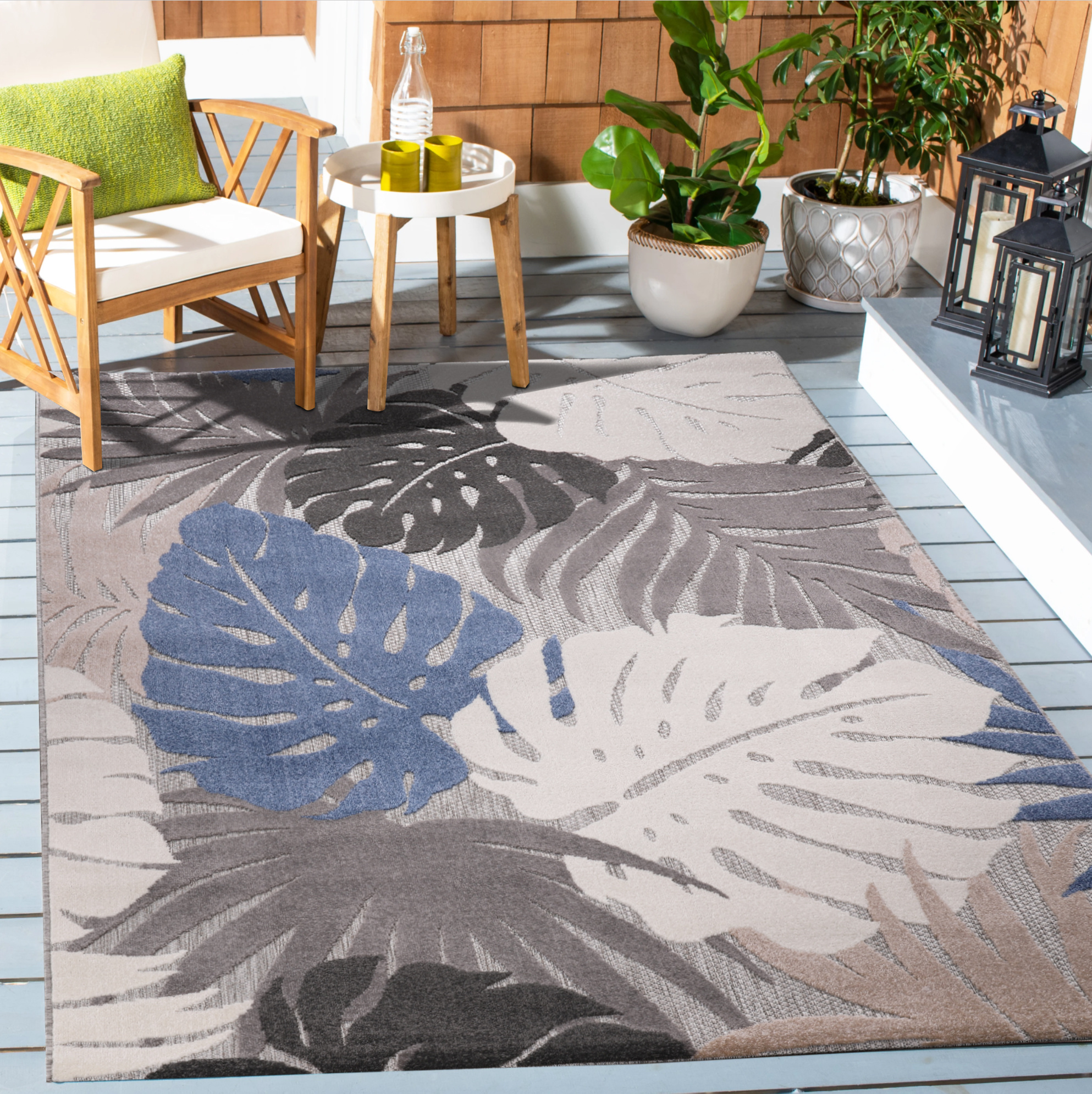 Floral Buitenkleed Beige